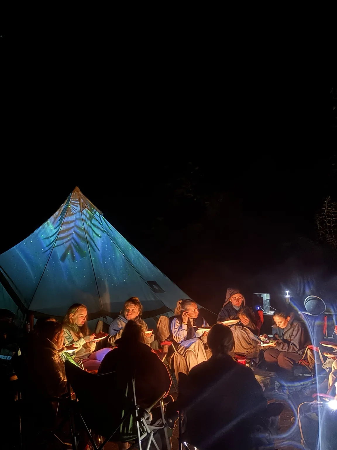 Glamping dinner under the stars